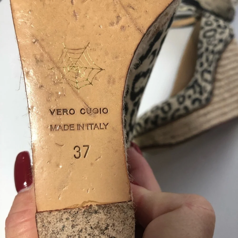 Charlotte Olympia leopard & jute wedges, Sz. 37